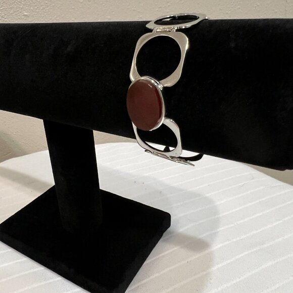 Source Unknown Jewelry - Vintage Italian Sterling Silver Open Link Bracelet w/ Carnelian Clasp – ST. SILV